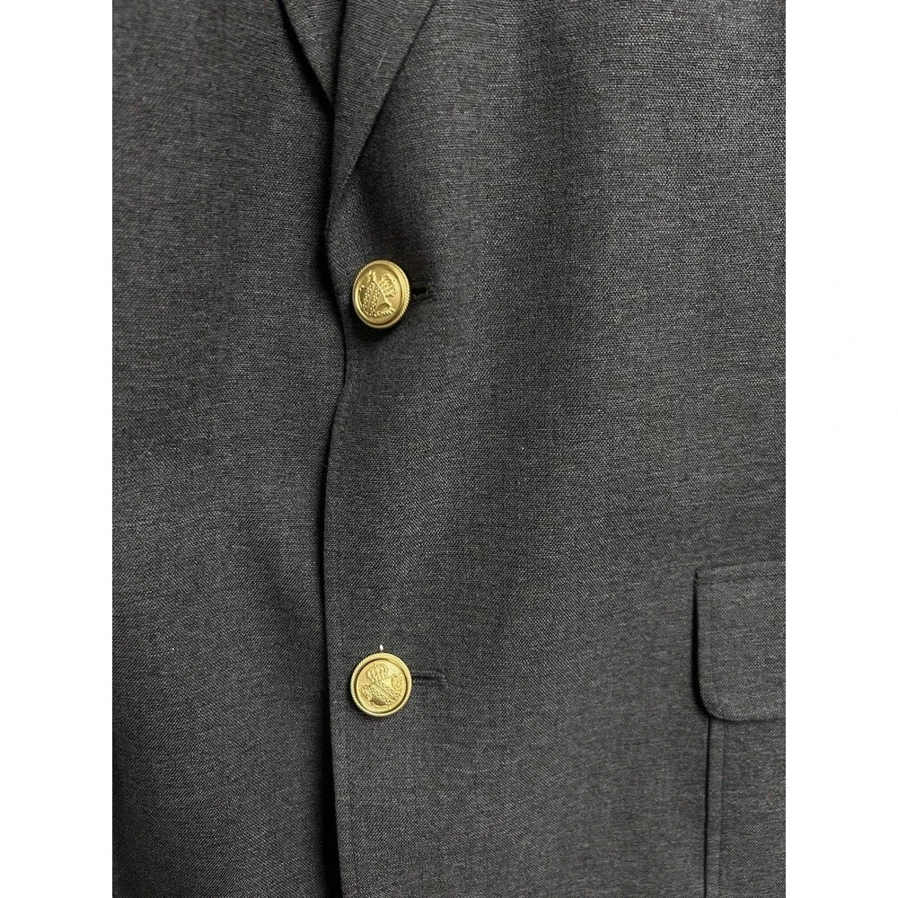 David Taylor Blazer Charcoal Grey Gold Button Single Vented Mens 42L NWT